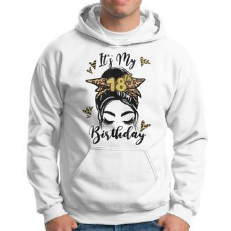 18Th Birthday Decorations Girl Messy Bun 18 Years Old Bday Hoodie | Mazezy