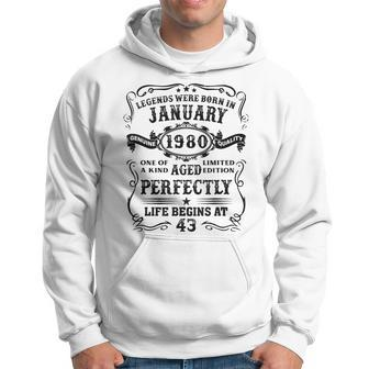 43 Years Old Gifts Legends Born In January 1980 43Rd Bday V2 Men Hoodie Graphic Print Hooded Sweatshirt - Thegiftio UK