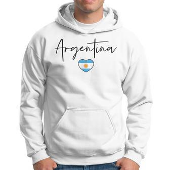 Argentina Flag Heart Argentina Soccer Jersey South America Men Hoodie Graphic Print Hooded Sweatshirt - Seseable