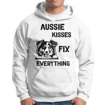Aussie Kisses Fix Everything Dad Australian Shepherd Hoodie | Mazezy