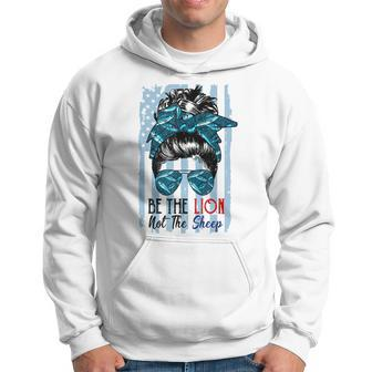 Be The Lion Not The Sheep Fish Lover Messy Bun America Men Hoodie Graphic Print Hooded Sweatshirt - Seseable