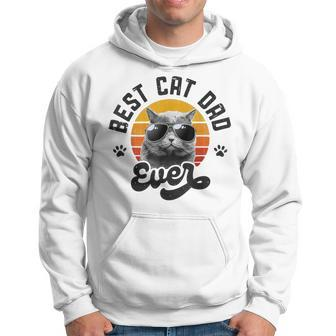 Best Cat Dad Ever Funny Daddy Fathers Day Retro Vintage Men Hoodie - Seseable