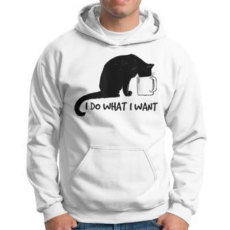 Black Cat Do What I Want Red Cup Funny My Cat Hoodie - Seseable