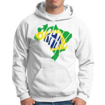 Brazil Country Map Flag South Latin America Soccer Football Men Hoodie Graphic Print Hooded Sweatshirt - Seseable