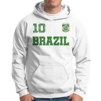Brazil Jersey Number Ten Brazilian Futebol Soccer Men Hoodie Graphic Print Hooded Sweatshirt - Seseable