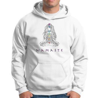 Chakra Meditation Herren Hoodie mit Namaste-Schriftzug, Spirituelles Design - Seseable