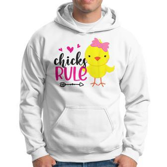 Chicks Rule Cute Chicken Bow Tie Eggs Funny Easter Day Kids Hoodie | Mazezy