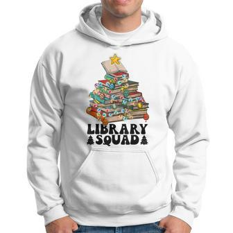 Christmas Library Squad Christmas Tree Book Lover Librarian Men Hoodie Graphic Print Hooded Sweatshirt - Thegiftio UK