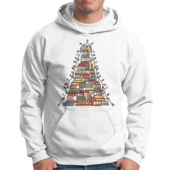 Christmas Library Tree Librarian Book Lover V2 Men Hoodie Graphic Print Hooded Sweatshirt - Thegiftio UK