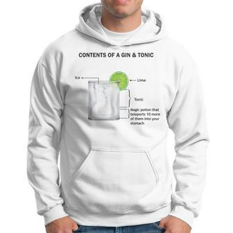 Contents Of A Gin & Tonic Drink Gin Lovers T Men Hoodie Graphic Print Hooded Sweatshirt - Seseable