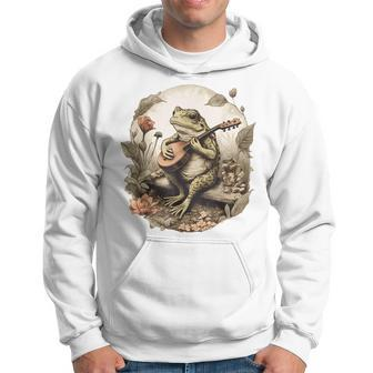 Cottagecore Aesthetic Frog Playing Banjo Instrument Vintage Hoodie | Mazezy