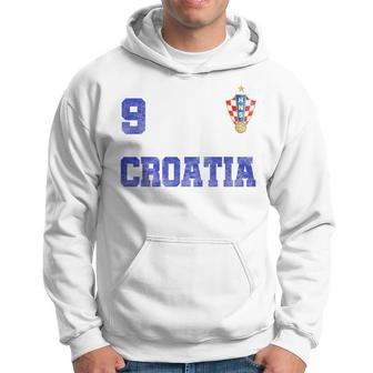 Croatia Soccer Jersey Number Nine Croatian Flag Football Fan Men Hoodie - Thegiftio UK