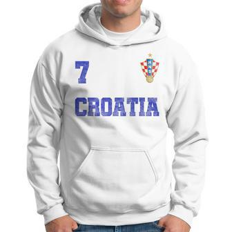 Croatia Soccer Jersey Number Seven Croatian Flag Football Men Hoodie Graphic Print Hooded Sweatshirt - Seseable