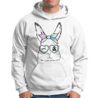 Cute Bunny Face Wink Eyes Glasses Headband Happy Easter Day Hoodie | Mazezy