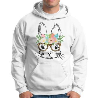 Cute Bunny Face With Leopard Glasses Women Girls Kids Easter Hoodie | Mazezy