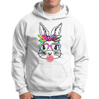 Cute Bunny With Bandana Heart Glasses Happy Easter Day Hoodie - Seseable