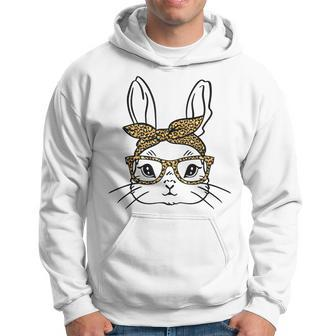 Cute Easter Bunny Leopard Glasses Mama Kids Easter Girls Hoodie | Mazezy CA