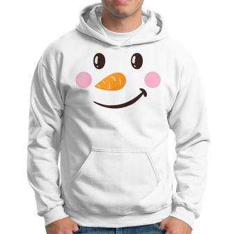 Cute Pajama Winter Christmas Snowman Face Womens Men Hoodie Graphic Print Hooded Sweatshirt - Seseable