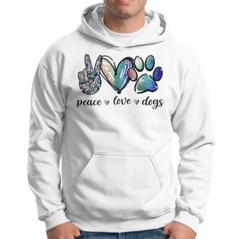 Dog Lover Peace Love Dogs Puppy Paw Hoodie | Mazezy