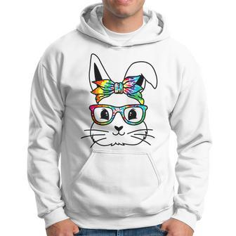 Easter Day Cute Bunny Rabbit Face Tie Dye Glasses Girl Hoodie | Mazezy