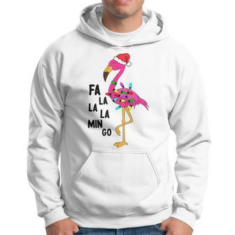 Fa La La La Mingo Lighted Flamingo Christmas Tree Xmas Gifts Men Hoodie Graphic Print Hooded Sweatshirt - Seseable