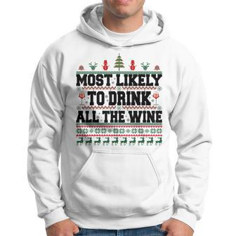 Familien-Weihnachts-Hoodie: Wer trinkt den Wein? Lustiges Design - Seseable