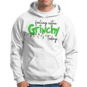 Feeling Extra Grinchy Today Christmas Lights Xmas Clothing Men Hoodie Graphic Print Hooded Sweatshirt - Seseable