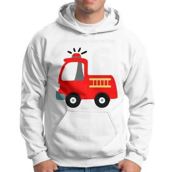 Fire Fighter Truck 6 Year Old Birthday | 6Th Bday Hoodie - Seseable