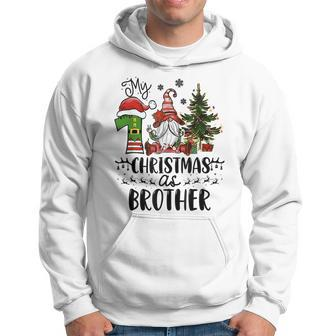 First Christmas As Brother Funny Gnome Lovers New Brother Men Hoodie Graphic Print Hooded Sweatshirt - Seseable