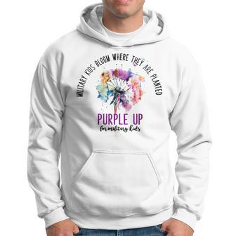 Floral Purple Up For Military Kids Month Military Child Hoodie | Mazezy