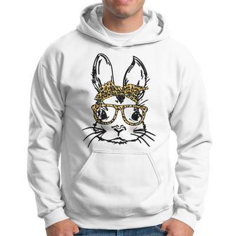 Funny Cute Bunny Wearing Glasses Leopard Easter Day Hoodie - Seseable