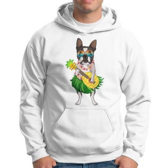 Funny Hawaiian Boston Terrier Dog Pineapple Ukulele Summer Hoodie | Mazezy UK