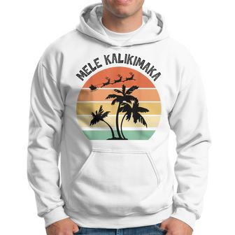 Funny Mele Kalikimaka Hawaii Palm Tree Hawaiian Christmas Men Hoodie Graphic Print Hooded Sweatshirt - Seseable