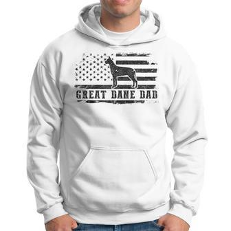 Great Dane Dad Distressed American Flag Patriotic Dog Gift For Mens Hoodie | Mazezy