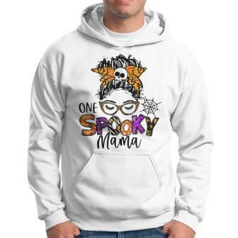 Groovy One Spooky Mama Messy Bun Women Witch Mom Halloween V4 Men Hoodie Graphic Print Hooded Sweatshirt - Thegiftio