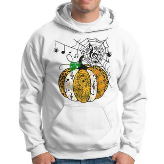 Halloween Pumpkin Music Symbols Music Teacher Halloween V3 Men Hoodie Graphic Print Hooded Sweatshirt - Thegiftio UK