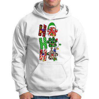 Ho Ho Ho Christmas Dog Paws Funny Xmas Santa Matching Pjs Men Hoodie Graphic Print Hooded Sweatshirt - Seseable