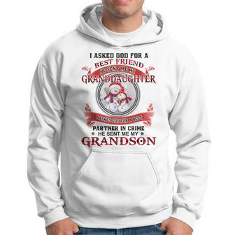I Asked God For A Best Friend He Sent Me My Granddaughter Men Hoodie Graphic Print Hooded Sweatshirt - Seseable