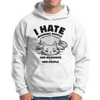 I Hate Mornings And People Funny Cat Men Hoodie Graphic Print Hooded Sweatshirt - Thegiftio UK