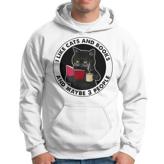 I Like Cats And Books And Maybe 3 People Hoodie - Seseable