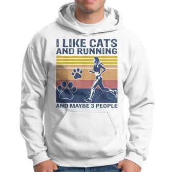 I Like Cats And Running And Maybe 3 People Vintage Hoodie - Seseable