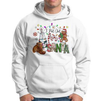 I Put Out For Santa Christmas Santa Hat Milk Cookies Xmas Men Hoodie Graphic Print Hooded Sweatshirt - Seseable