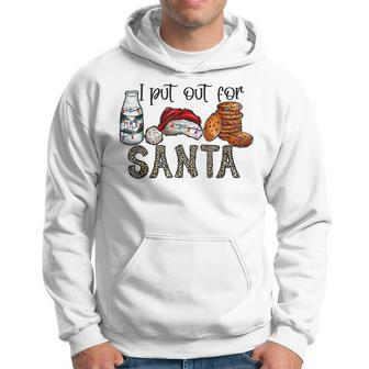 I Put Out For Santa Funny Christmas Cookies And Milk Men Hoodie Graphic Print Hooded Sweatshirt - Seseable