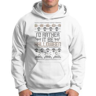 Id Rather It Be Halloween Spooky Christmas Skull Xmas Men Hoodie Graphic Print Hooded Sweatshirt - Seseable
