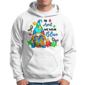 In April We Wear Blue Gnome Autism Awareness Month Hoodie | Mazezy
