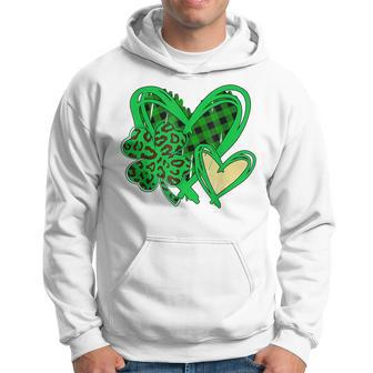 Irish Shamrocks Leopard St Patricks Day Lucky Heart Leopard Hoodie - Seseable