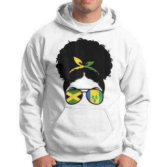 Jamaica And St Vincent Mix Afro Bun Half Vincentian Jamaican Hoodie | Mazezy