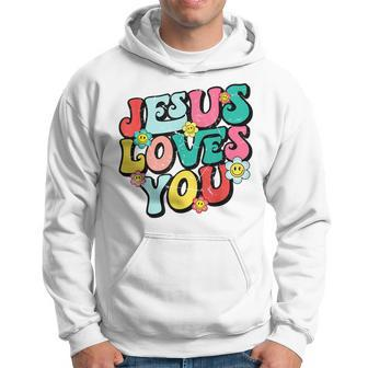 Jesus Loves You Retro Vintage Groovy Style Men Womens Hoodie | Mazezy UK