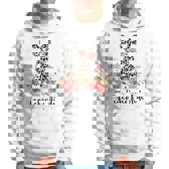 Leopard Easter Bunny Rabbit Cute Easter Teachers Aide Bunny Men Hoodie Graphic Print Hooded Sweatshirt - Thegiftio