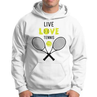 Live Love Tennis Funny Tennis Player Tennis Coach Gift Idea Men Hoodie Graphic Print Hooded Sweatshirt - Seseable
